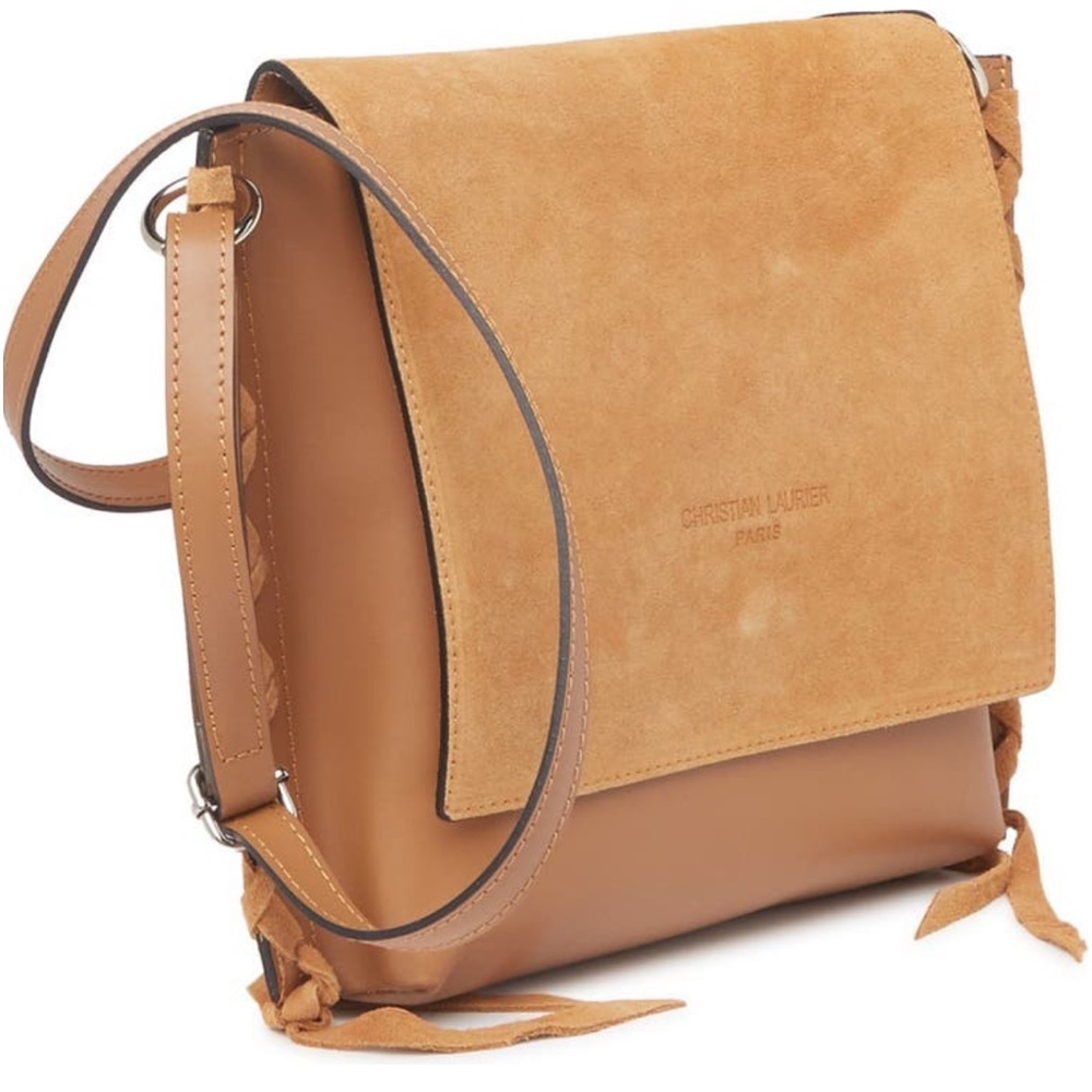 CHRISTIAN LAURIER Oscar Woven Leather & Suede Crossbody Bag Boho made in Italy
